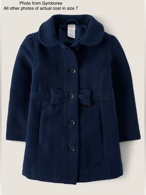Gymboree Navy Dress/ Pea Coat Size 7 NWOT PeterPan Collar Bow Detail Fully Lined